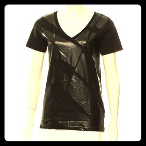 Lanvin Paris black v neck cotton tee